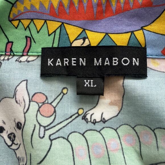 Karen Mabon Pajama Top Womens XL Fancy Dress Dogs Organic Cotton TOP ONLY - Picture 4 of 11